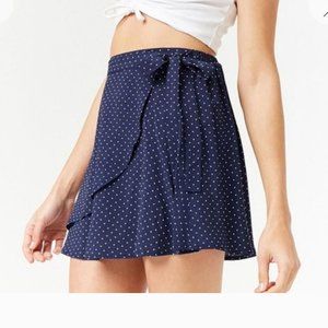 royal blue polka dot wrap skirt, forever 21 mini skirt